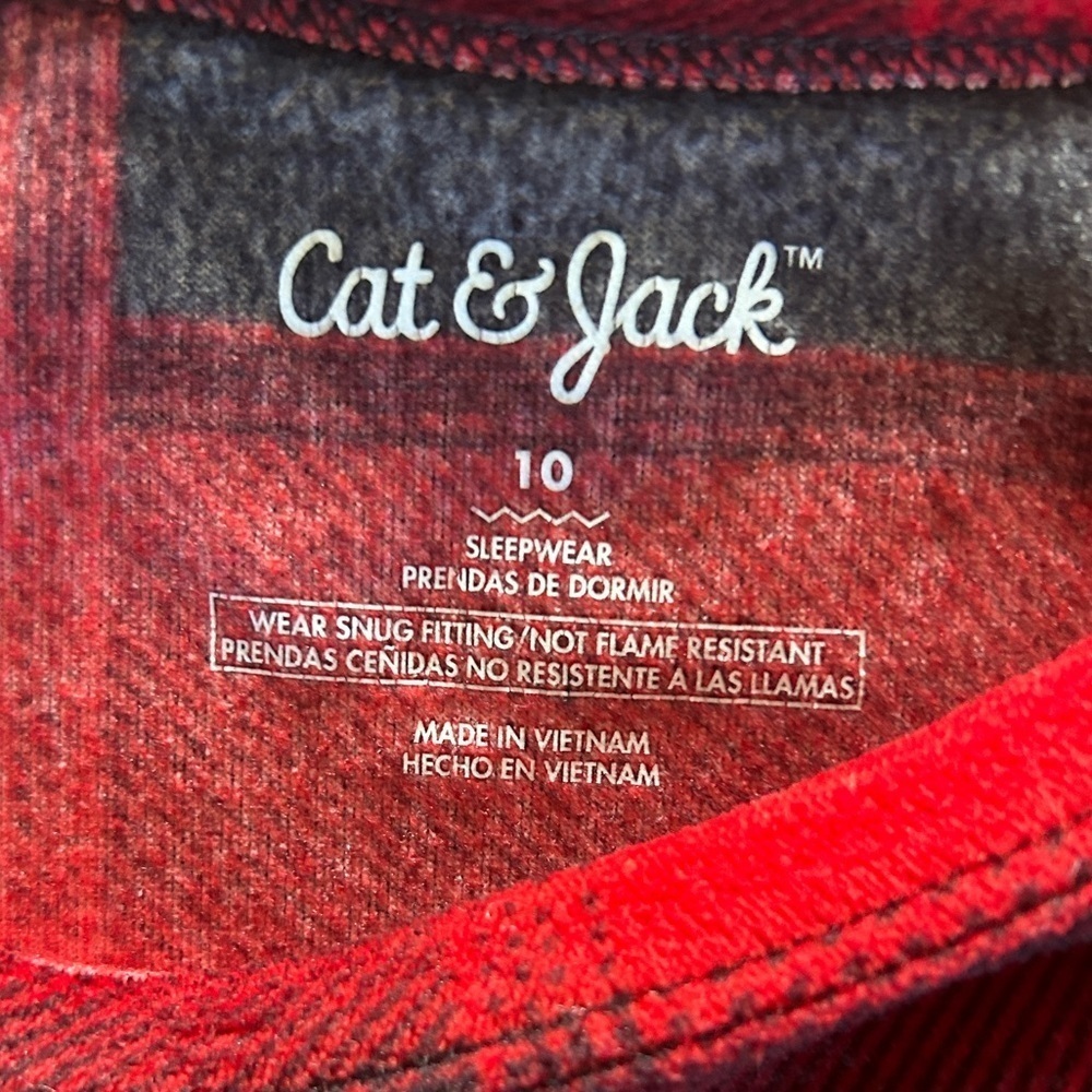 Bundle .. Cat & Jack Red and Black Plaid Pajama Top - Picture 5 of 10